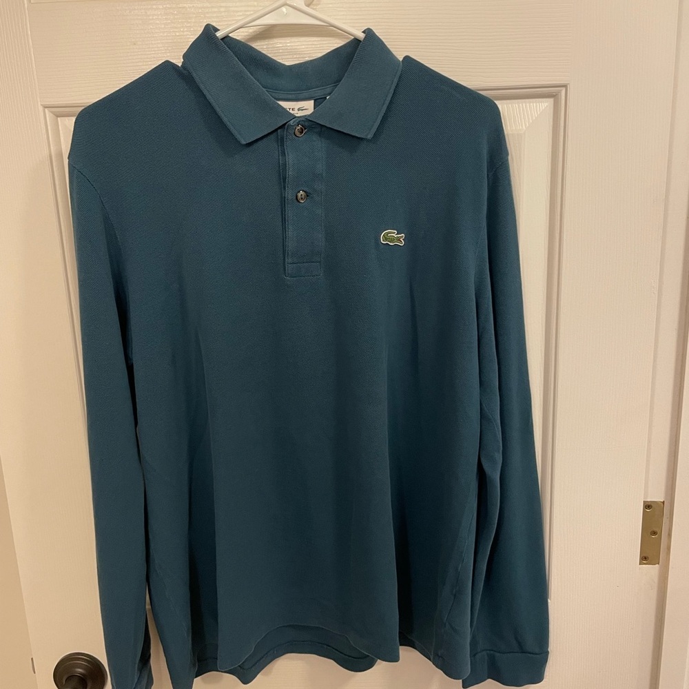 Lacoste Men’s Polo Long Sleeve Shit in Dark Green